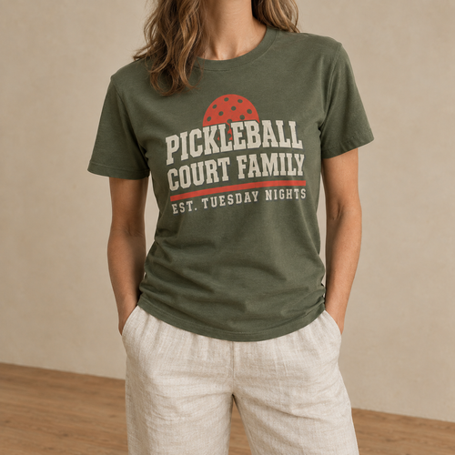 Pickleball Shirt — Retro Court Family League Night T-Shirt