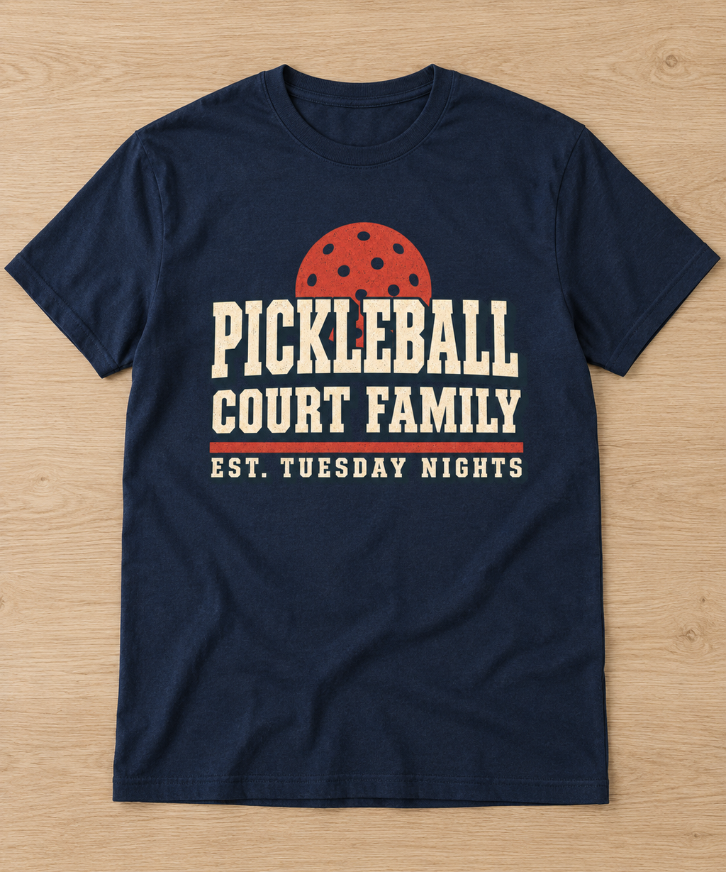 Pickleball Shirt — Retro Court Family League Night T-Shirt