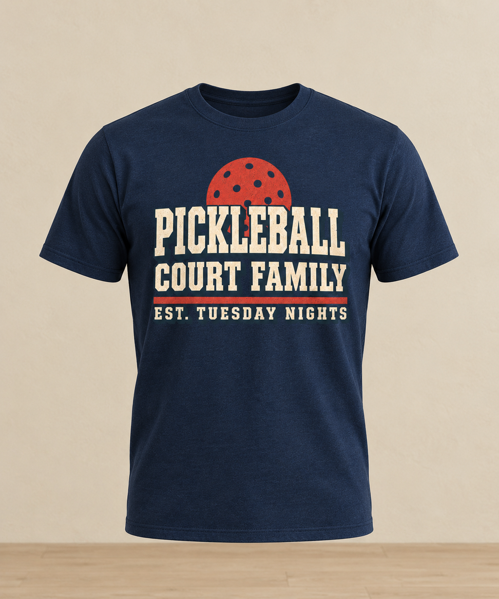Pickleball Shirt — Retro Court Family League Night T-Shirt